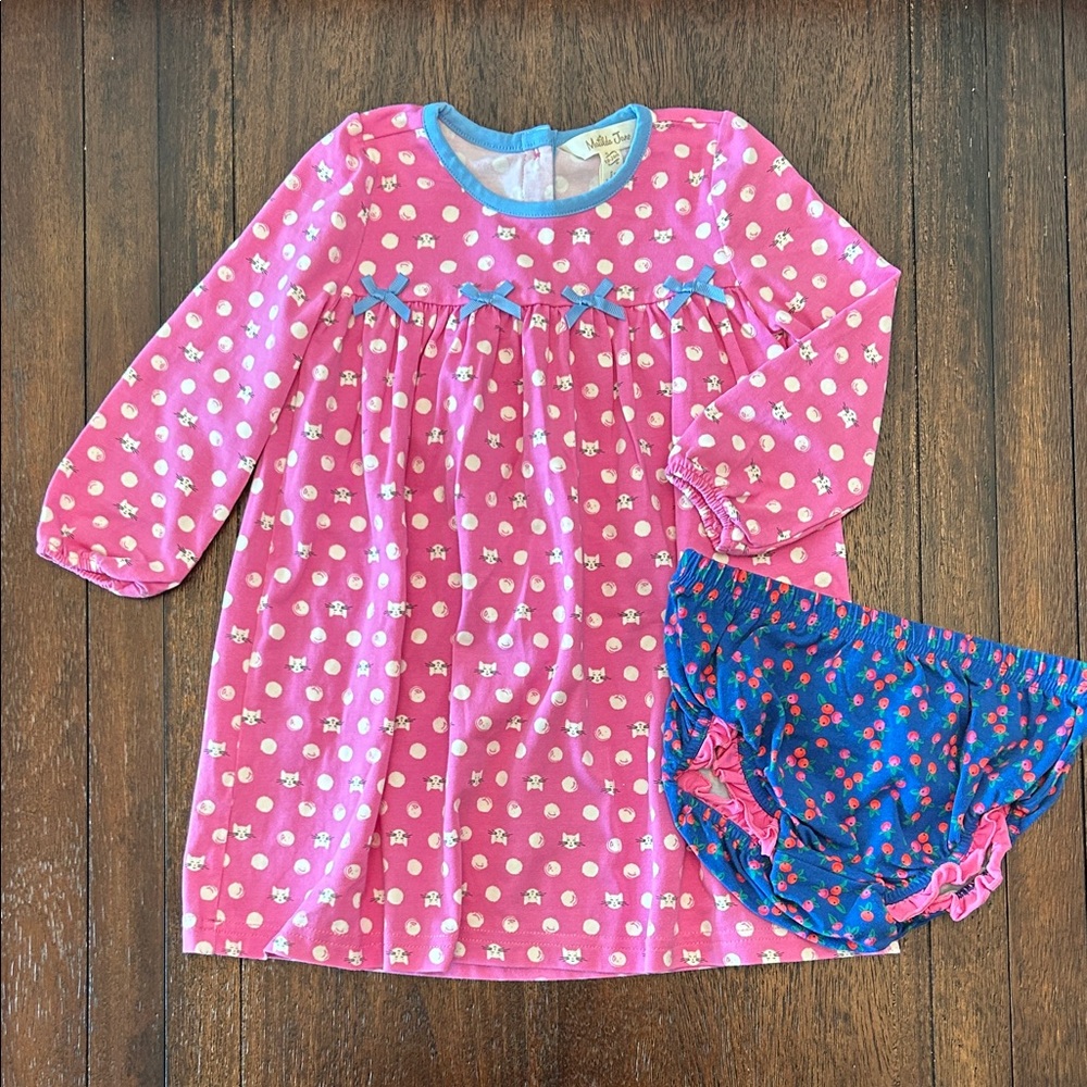 Matilda Jane Kitty Dress & Diaper Cover EUC